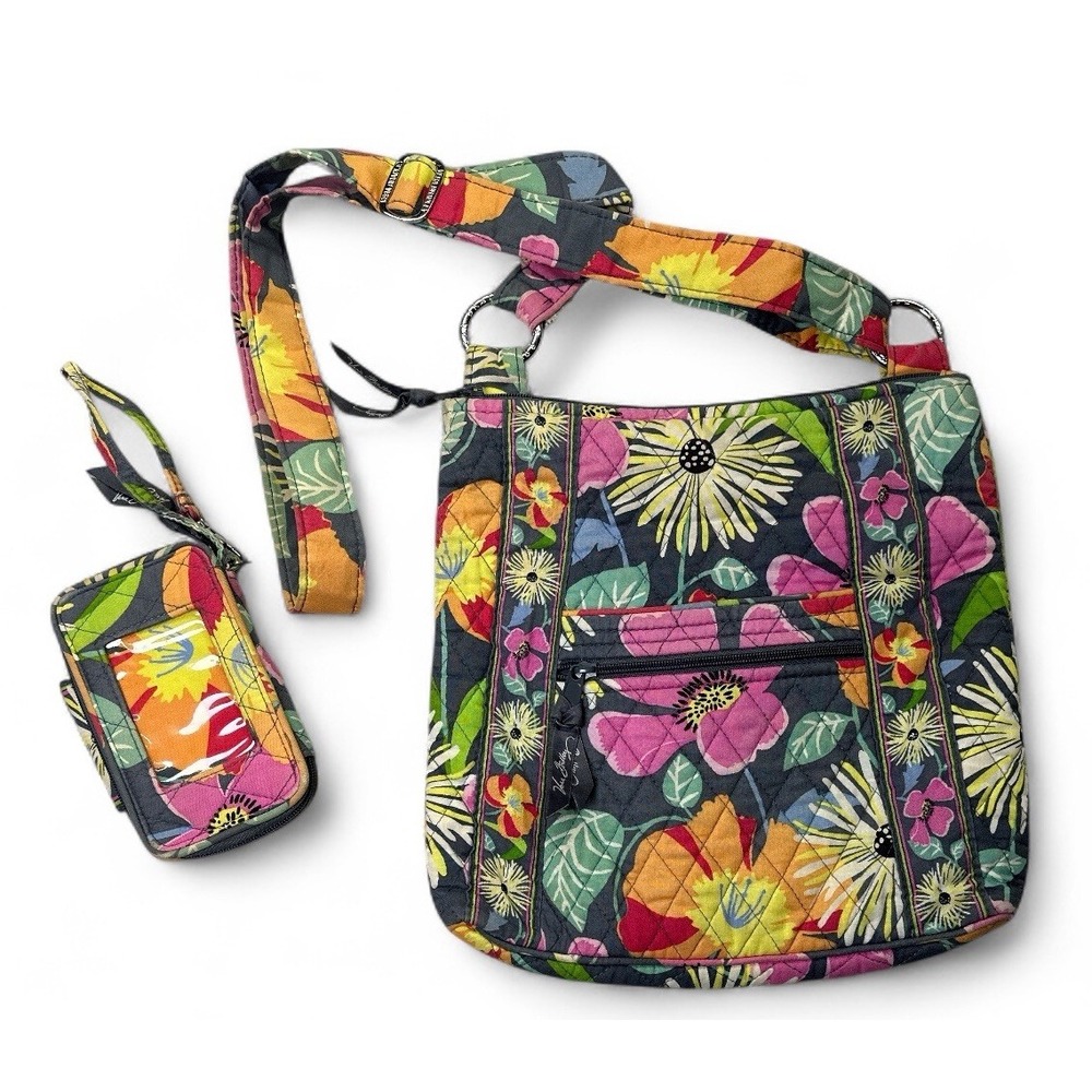 Vera Bradley Jazzy Blooms Purse & Wristlet Crossbody Quilted Adjustable Floral